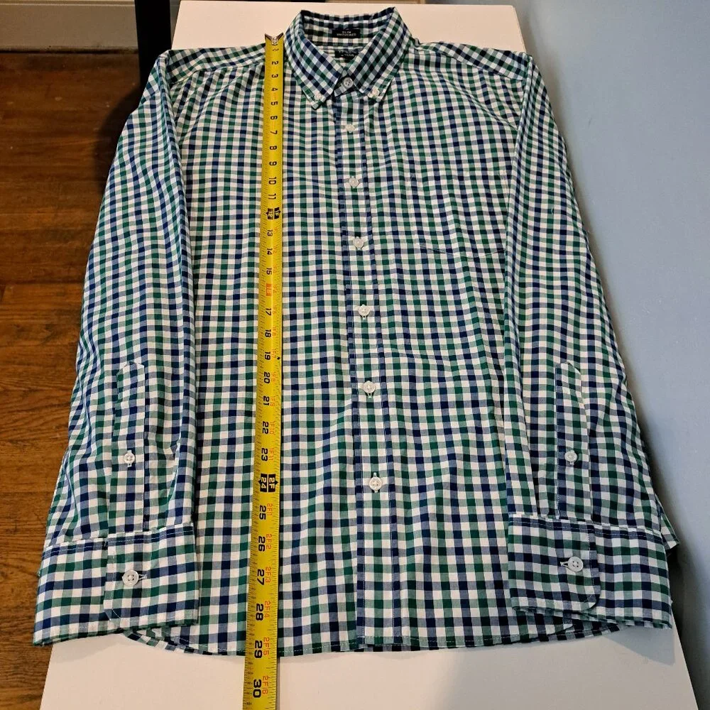 J. Crew Men's L Slim Untucked Flex Washed Long Sleeve Plaid Shirt Style #BE209 - Picture 11 of 13